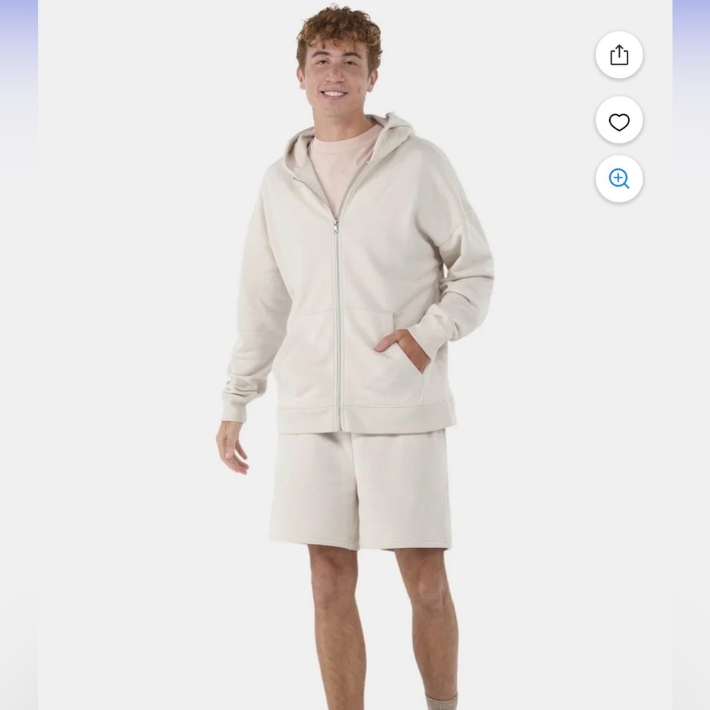 Men's Cream Hoodie Sweater No Boundaries Zip Hoodie with Long Sleeves Medium XS